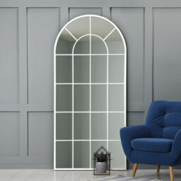 Mirroroutlet The Arcus White Framed Arched Window Leaner/wall Mirror 180 X 85Cm