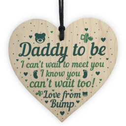 Red Ocean Daddy To Be Gifts Card From Bump Wooden Heart Daddy Christmas Presents Gifts For Dad - thumbnail 1