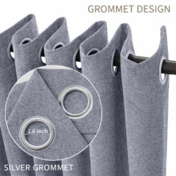 Oxford Homeware Eyelet Grey Linen Effect Curtains Fully Lined 100% Blackout Thermal Insulated Curtain Pair (W)228Cmx(L)228Cm - thumbnail 7