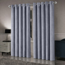 Oxford Homeware Eyelet Grey Linen Effect Curtains Fully Lined 100% Blackout Thermal Insulated Curtain Pair (W)228Cmx(L)228Cm