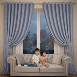 Oxford Homeware Eyelet Grey Linen Effect Curtains Fully Lined 100% Blackout Thermal Insulated Curtain Pair (W)228Cmx(L)228Cm - thumbnail 8