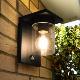Long Life Lamps Company Outdoor Pir Wall Light Lantern Black Clear Lamp Shade Zlc384Sen With 4W Led Warm White - thumbnail 7