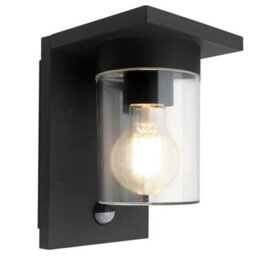 Long Life Lamps Company Outdoor Pir Wall Light Lantern Black Clear Lamp Shade Zlc384Sen With 4W Led Warm White