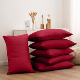 Oxford Homeware Plain Dyed Pillowcase 3 Pair (W)50X(L)75 Cm- Soft Breathable Easy Care Standard Bed Pillow Covers Red (Pack Of 6)