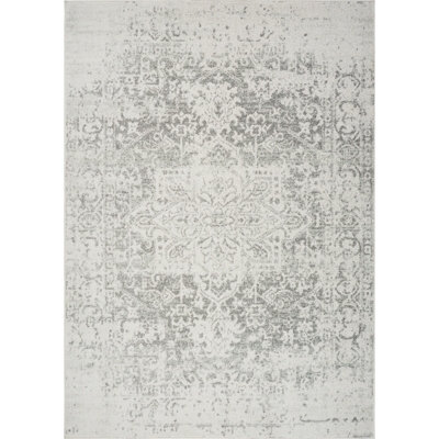 Livabliss Harput-Vintage Grey Blue Orange White Traditional Boho Living Dining Bedroom Rug 160 X 220 Cm Easy Care, Non Shedding - image 1
