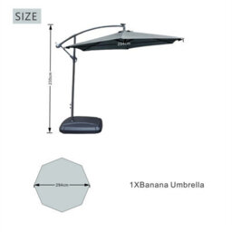 Abrihome 2.35M Hanging Cantilever Garden Parasol With Led Lights, Garden Umbrella For Outdoor Daytime Shade, Grey - thumbnail 3