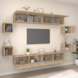 Berkfield 8 Piece Tv Cabinet Set Sonoma Oak Engineered Wood - thumbnail 3
