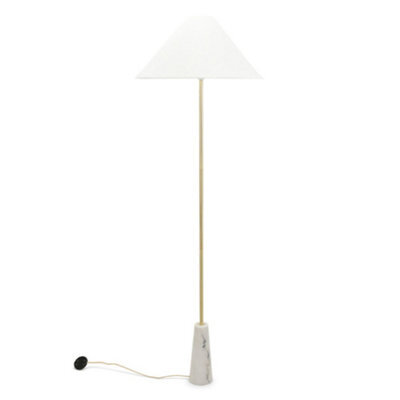 Valuelights Margot White Marble Base Floor Lamp With A Linen Tapered Lampshade - Bulb Included - image 1