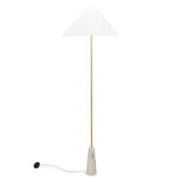 Valuelights Margot White Marble Base Floor Lamp With A Linen Tapered Lampshade - Bulb Included