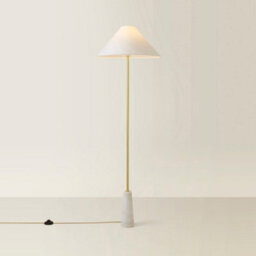 Valuelights Margot White Marble Base Floor Lamp With A Linen Tapered Lampshade - Bulb Included - thumbnail 4