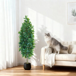 London Boutique 150Cm Artificial Bay Tree With Black Pot, Faux Bay Laurel Topiary, Adjustable Silk Leaves, Indoor Outdoor Decor - thumbnail 5