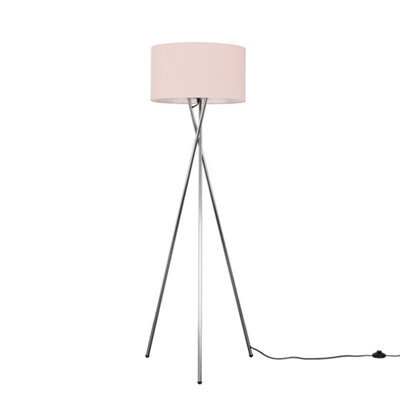Valuelights Camden Chrome Tripod Floor Lamp With Blush Drum Shade - image 1
