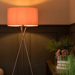 Valuelights Camden Chrome Tripod Floor Lamp With Blush Drum Shade - thumbnail 2
