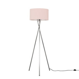 Valuelights Camden Chrome Tripod Floor Lamp With Blush Drum Shade