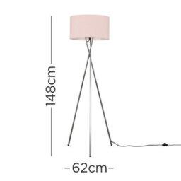 Valuelights Camden Chrome Tripod Floor Lamp With Blush Drum Shade - thumbnail 5