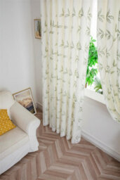 Luxury Living Leaf Embroidered Tulle Voile Curtains Pencil Pleat Sage - thumbnail 4