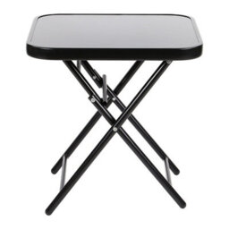 50Cm Foldable Coffee Table - Small Square Patio Table - Super Robust Powder Coated Metal Frame With Tempered Glass Top - Non-Slip - thumbnail 5