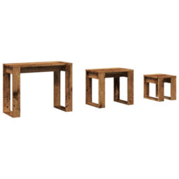 Berkfield Nest Of Tables 3 Pcs Old Wood Engineered Wood - thumbnail 2