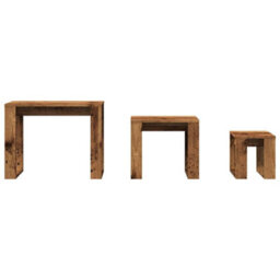 Berkfield Nest Of Tables 3 Pcs Old Wood Engineered Wood - thumbnail 4