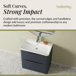 Balterley Dunwood Floor Standing 2 Drawer Bathroom Vanity Unit & Polymarble Basin, Dark Grey, 755mm - thumbnail 6