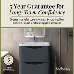 Balterley Dunwood Floor Standing 2 Drawer Bathroom Vanity Unit & Polymarble Basin, Dark Grey, 755mm - thumbnail 4