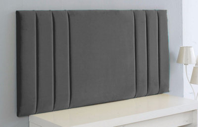"Adore Designs Rio Plush Velvet 4Ft6 Double 20"" Headboard - Grey"