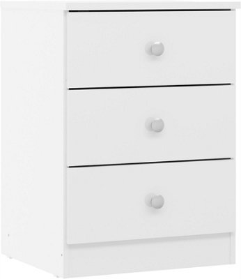 Denver White Gloss 3 Drawer Bedside Table Cabinet Nightstand Bedroom Storage - image 1
