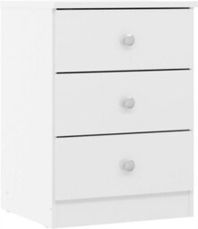 Denver White Gloss 3 Drawer Bedside Table Cabinet Nightstand Bedroom Storage - thumbnail 1
