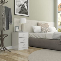 Denver White Gloss 3 Drawer Bedside Table Cabinet Nightstand Bedroom Storage - thumbnail 3