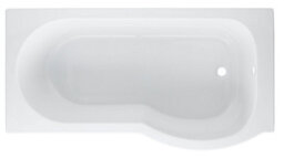 Cooke & Lewis Adelphi White P-Shaped Shower Rh Bath Curved (L)149.5Cm (W)80Cm