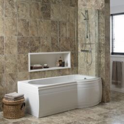 Cooke & Lewis Adelphi White P-Shaped Shower Rh Bath Curved (L)149.5Cm (W)80Cm - thumbnail 2