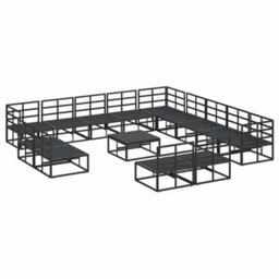 Berkfield Modern Garden Sofa Set With Cushion 14 Pcs Black Aluminium - thumbnail 8