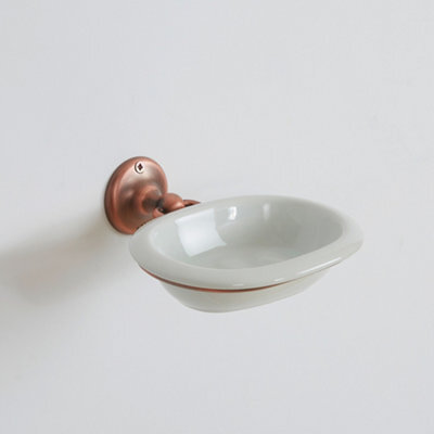 Homestylestore Oil Rubbed Bronze Wall Mounted White Ceramic Soap Dish And Holder - image 1