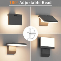 Amorly 180  Rotatable Exterior Wall Light,ip65 Waterproof Hardwired Led Porch Light Cool White Aluminum Wall Sconce For Front Door - thumbnail 3