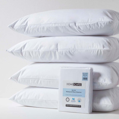 Homescapes Waterproof Pillow Protectors King Size, Pack Of 4 - image 1