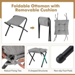 Lazy Chair With Ottoman Foldable Footrest & Side Pocket For Bedroom Grey - thumbnail 4