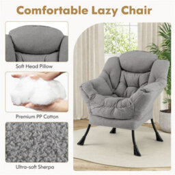 Lazy Chair With Ottoman Foldable Footrest & Side Pocket For Bedroom Grey - thumbnail 6