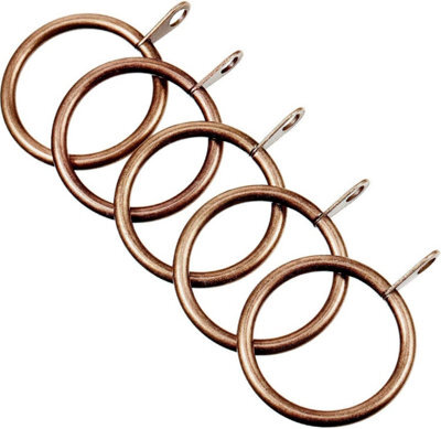 Homeelabador 40mm Large Copper Colour Curtain Pole Rings With Eyelet - Pack Of 24
