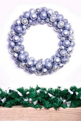 Christmas Tree World 56Cm Silver Shatterproof Bauble Wreath - image 1