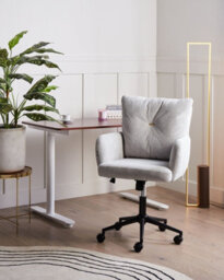 Beliani Desk Chair Alpine Faux Fur Grey - thumbnail 2