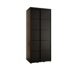 Arte Serene Black Cannes Iv Sliding Wardrobe H2050mm W1000mm D600mm With Custom Black Steel Handles And Decorative Strips