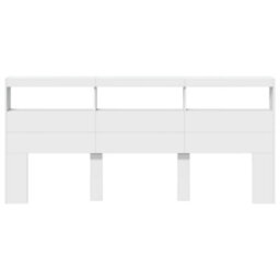 Berkfield Headboard Cabinet With Led White 220X17X102 Cm - thumbnail 6