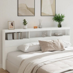 Berkfield Headboard Cabinet With Led White 220X17X102 Cm - thumbnail 1