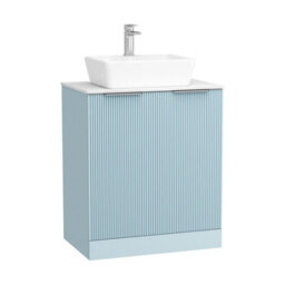Royal Bathrooms Evora 700mm Powder Blue Fluted Floor Standing Vanity Unit 2 Door With Countertop Basin - Cube - thumbnail 4