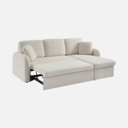 Sweeek - 3-Seater Reversible Corner Sofa Bed In Boucle Fabric Milano Boucle White 220X83X85 Cm - thumbnail 7