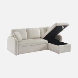 Sweeek - 3-Seater Reversible Corner Sofa Bed In Boucle Fabric Milano Boucle White 220X83X85 Cm - thumbnail 6