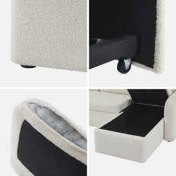 Sweeek - 3-Seater Reversible Corner Sofa Bed In Boucle Fabric Milano Boucle White 220X83X85 Cm - thumbnail 9