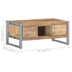 Berkfield Coffee Table 95X50X40 Cm Rough Mango Wood - thumbnail 7