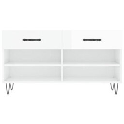 Berkfield Shoe Bench High Gloss White 102X35X55 Cm Engineered Wood - thumbnail 6