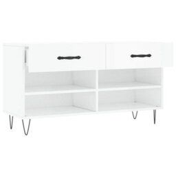 Berkfield Shoe Bench High Gloss White 102X35X55 Cm Engineered Wood - thumbnail 5